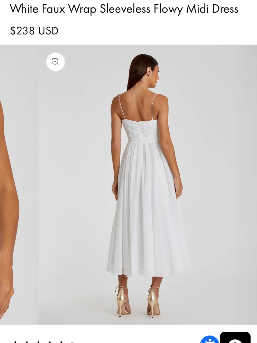 Faux Wrap Sleeveless Flowy Midi Dress - White